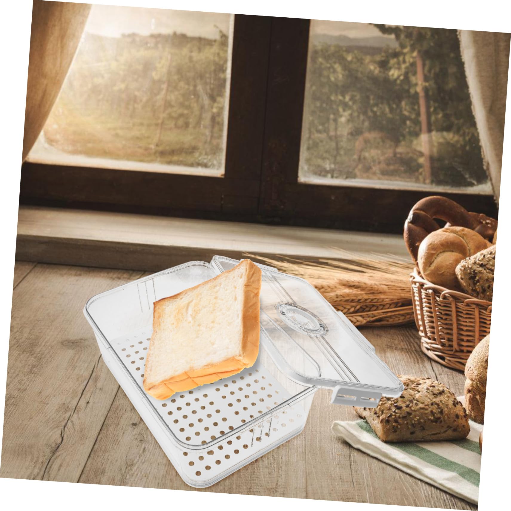 Zerodeko Brotkasten Moderne mit Deckel Xxl aus Kunststoff Luftdicht Frischebox für Selbstgebackenes Brot der Küchenarbeitsplatte