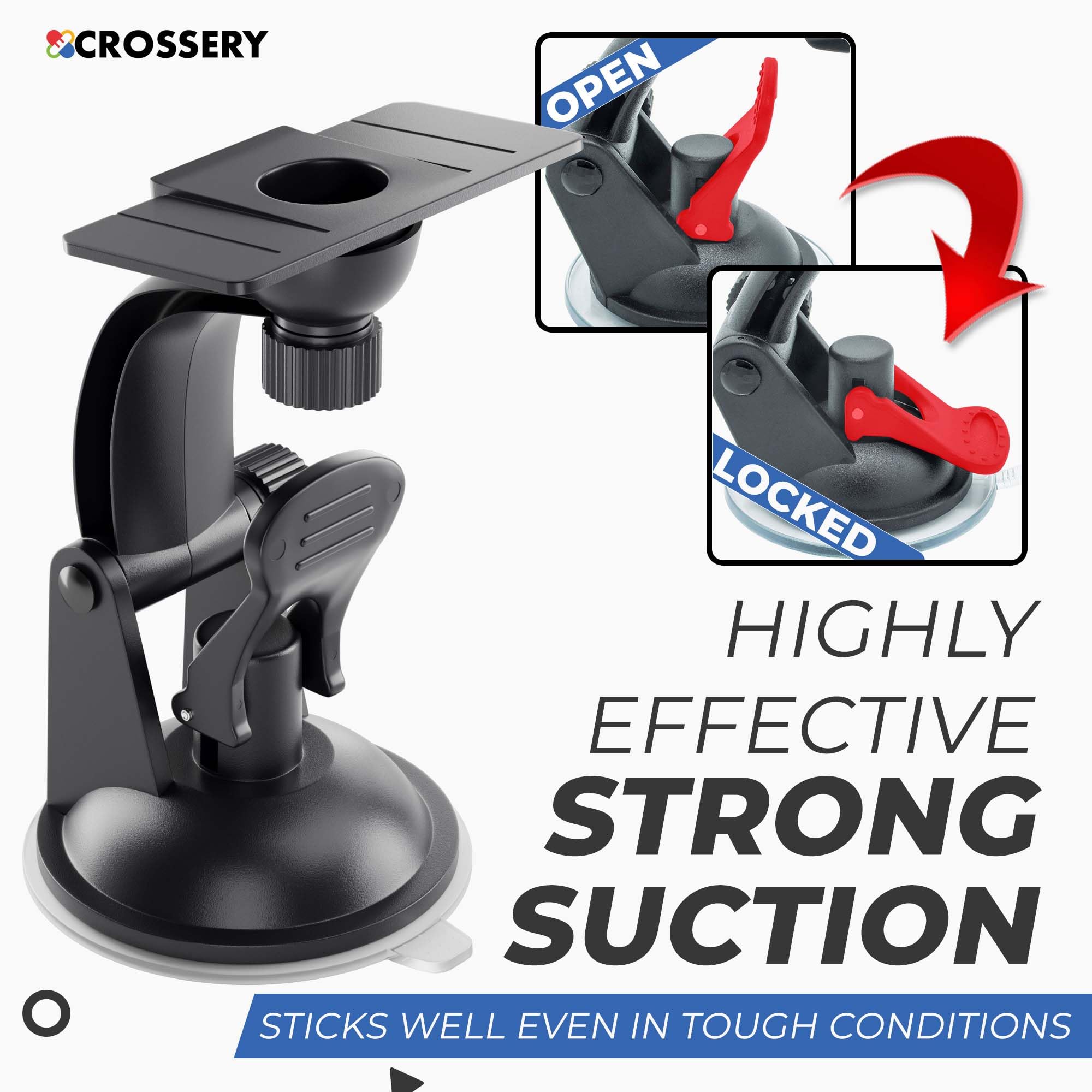 Crossery Soporte de ventosa para parabrisas para tablet Rand McNally TND 765 - Soporte GPS Rand Mcnally compatible con TND 750 Truck GPS, TND 720 LM, TripMaker RVND 7715 LM, RVND 7720 LM, RVND 7725 LM