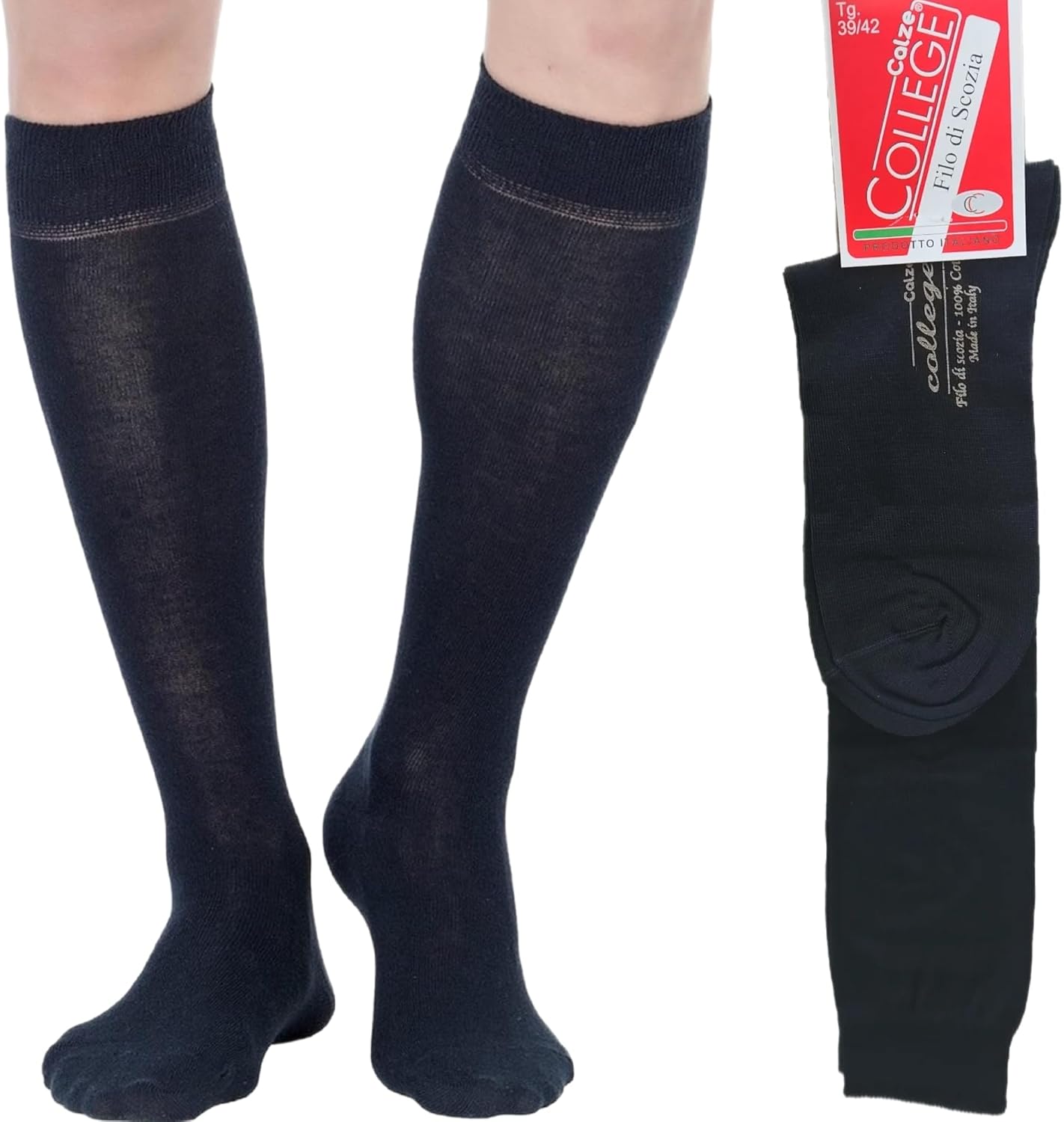 Lange Herrensocken Baumwolle Schottland 12 Paar Herren Socken Lang Aus 100% Baumwolle - Schottisches Garn, Italienische Qualität 12 Paar Lange