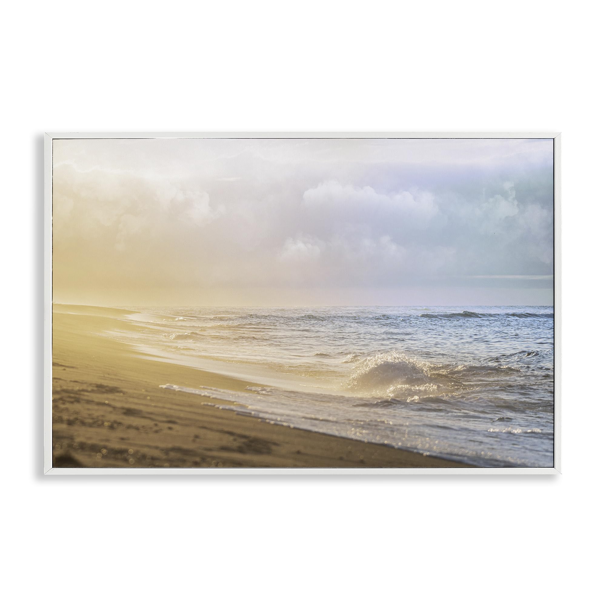 Stupell Industries Coastal White (Textured) Gentle Seaside Breeze Coastal Landscape, 20 X 30 Inch Framed Giclée Print