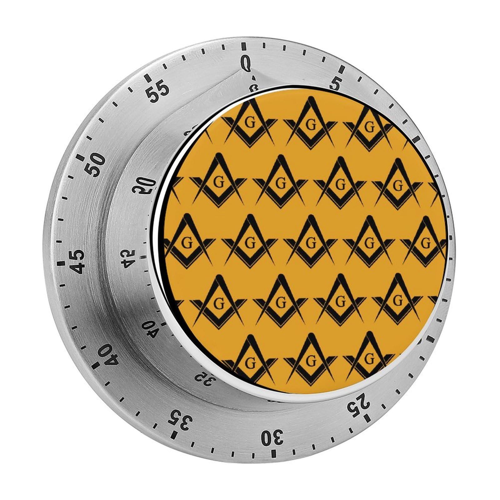 Freemasonry Freeman Pattern Mechanical Timer with Alarm for Kitchen Cooking Productivity Stainless Steel Timers