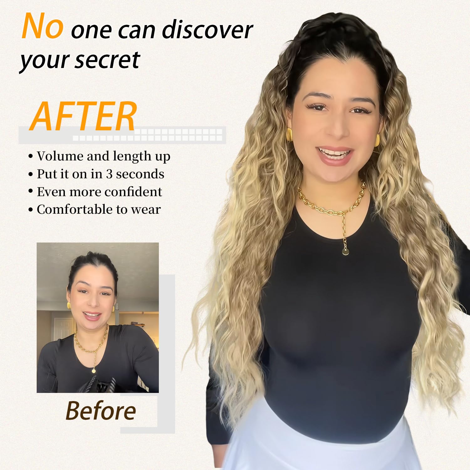 ORSUNCER Ponytail Extension Claw 30" Curly Pony Tail Clip in Hair Extensions Fluffy Natural Looking Synthetic Hairpieces for Women Black Root with Blonde Ombre