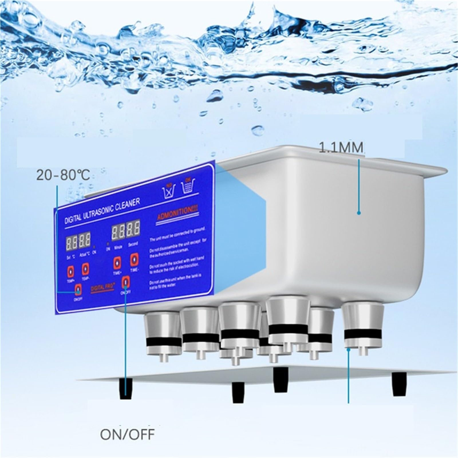 Nettoyeur à ultrasons Machine De Nettoyage À Ultrasons, Appareil Ménager Ultra Watch Pour Bain Nettoyant 2L 60W pour le