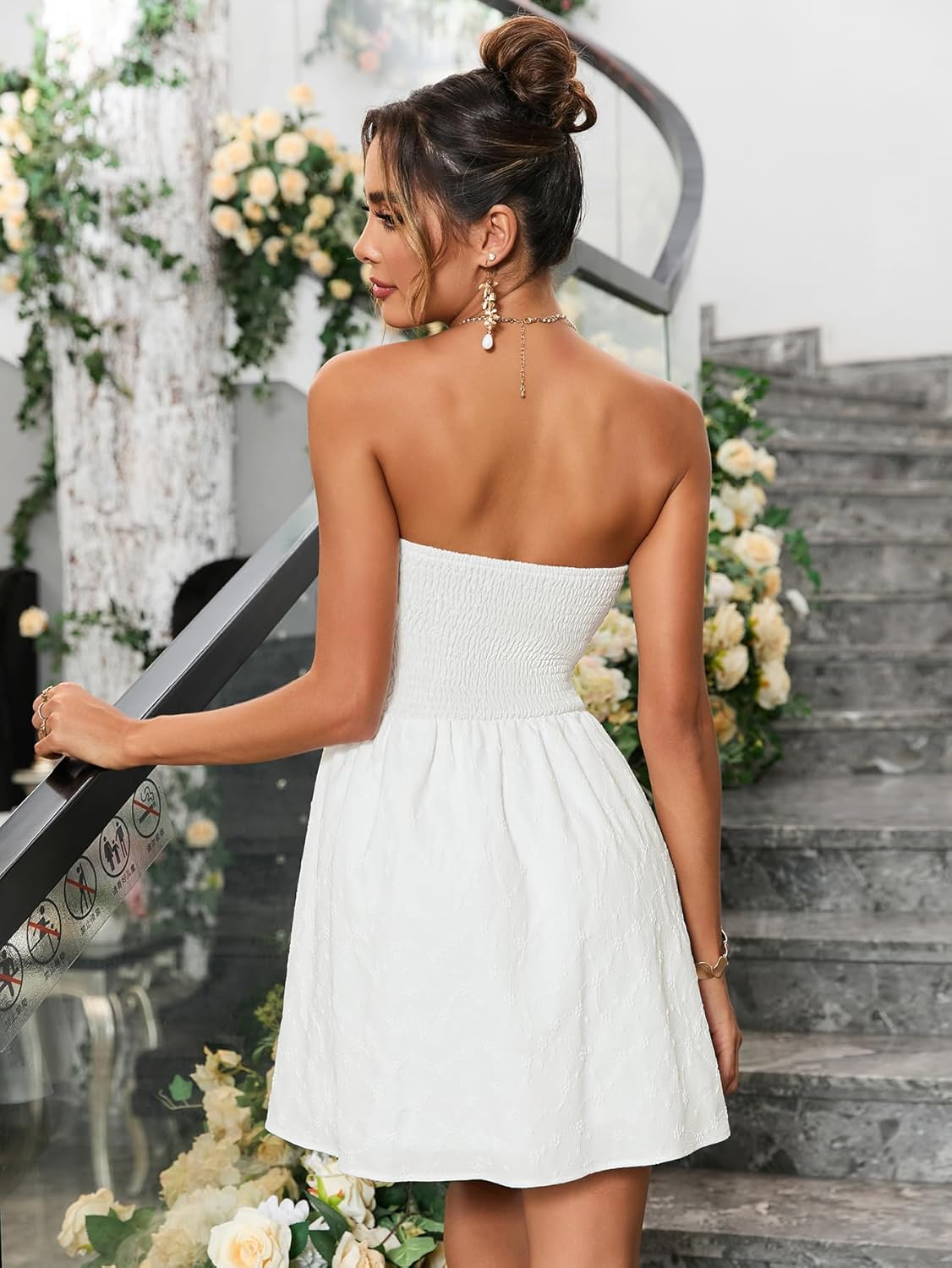 Summer Strapless Mini Dress Sleeveless Smocked Flowy A Line Beach Tube Top Dresses for Women 2026 - Image 4