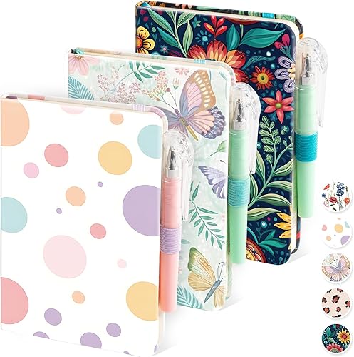 Miniatura 7 de Paquete de 3 cuadernos de bolsillo con bolígrafo, mini cuaderno pequeño de 3.7 x 5.7 pulgadas para escritura de mujeres, 408 páginas, gris naranja