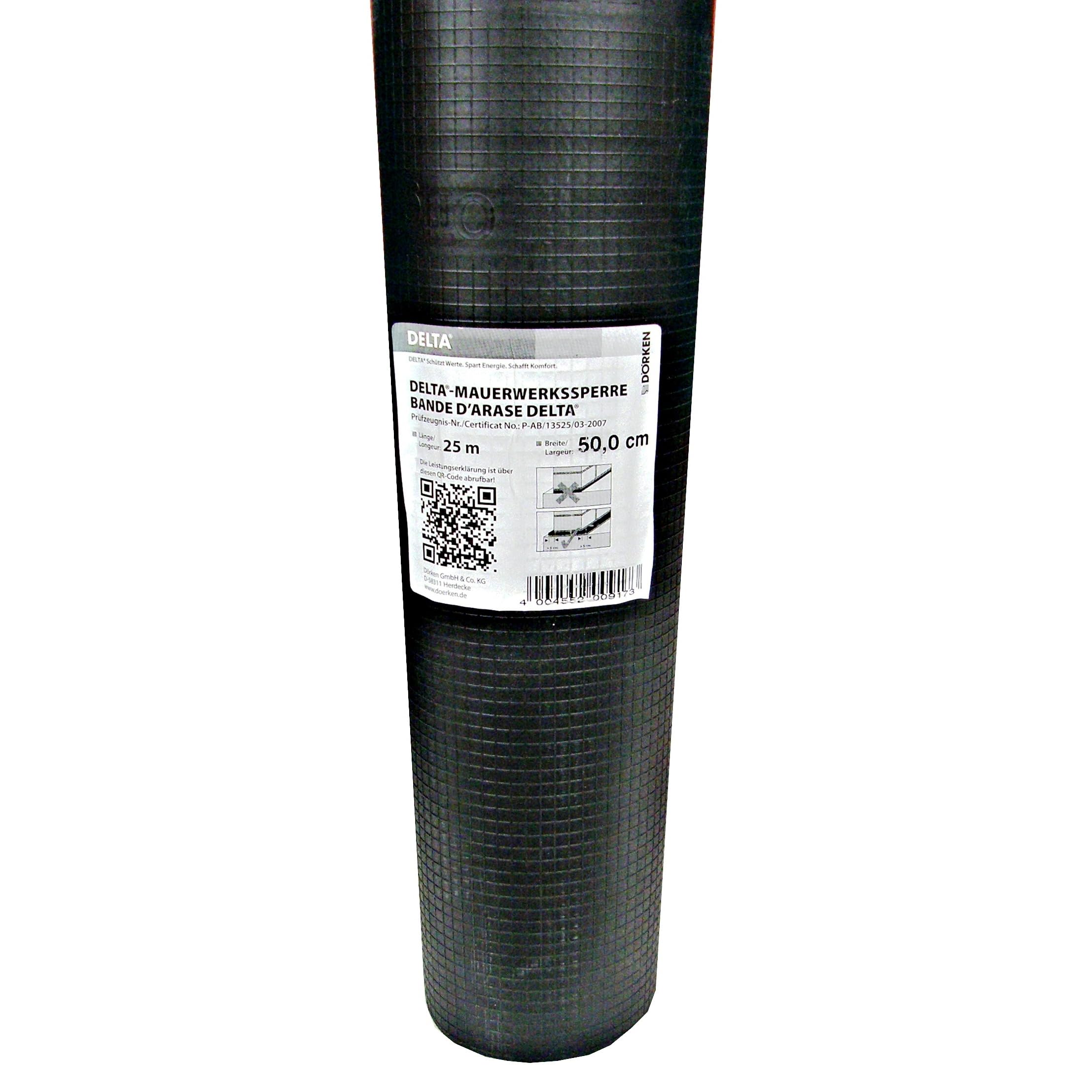 Dörken Delta-Mauerwerkssperre, 50 cm x 25 m, Schwarz
