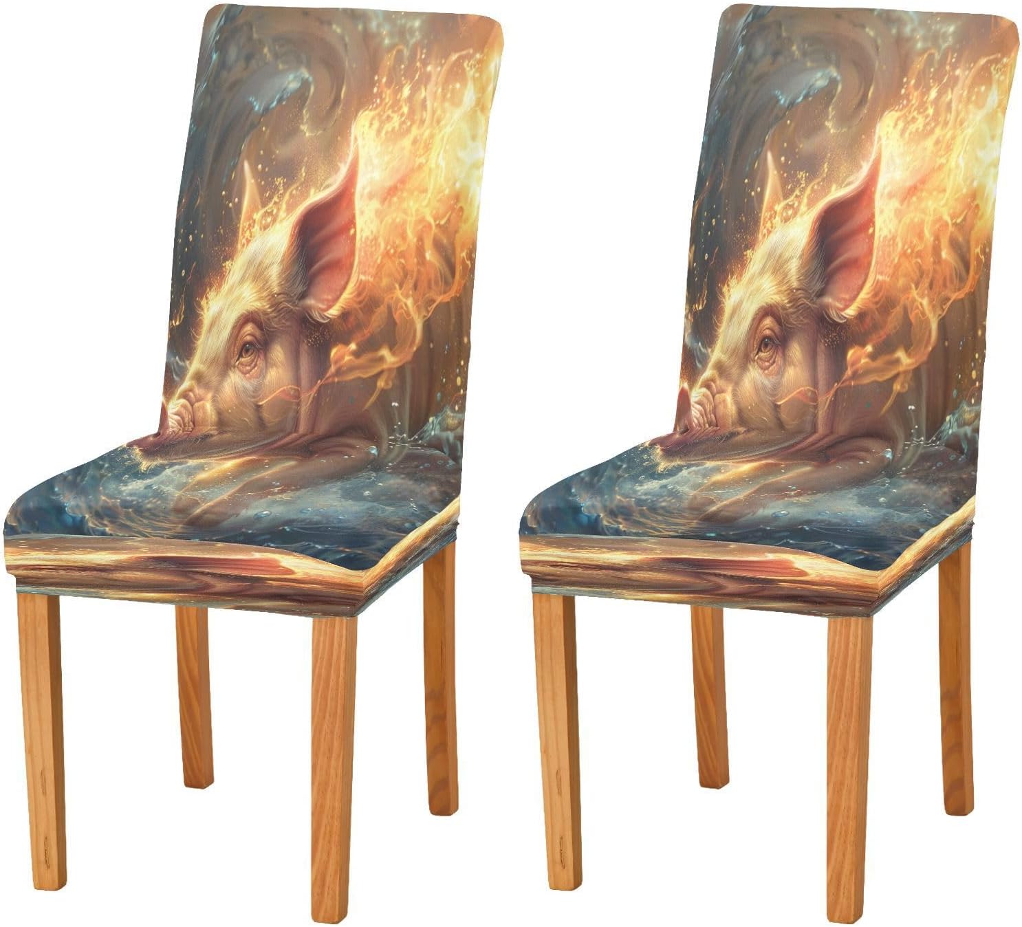 ALAZA Chair Covers for Dining Room, Pig Starfish Beach Stretch Chair Cover Sets Chair Protector Removable Washable for Ktichen Restaurant Hotel