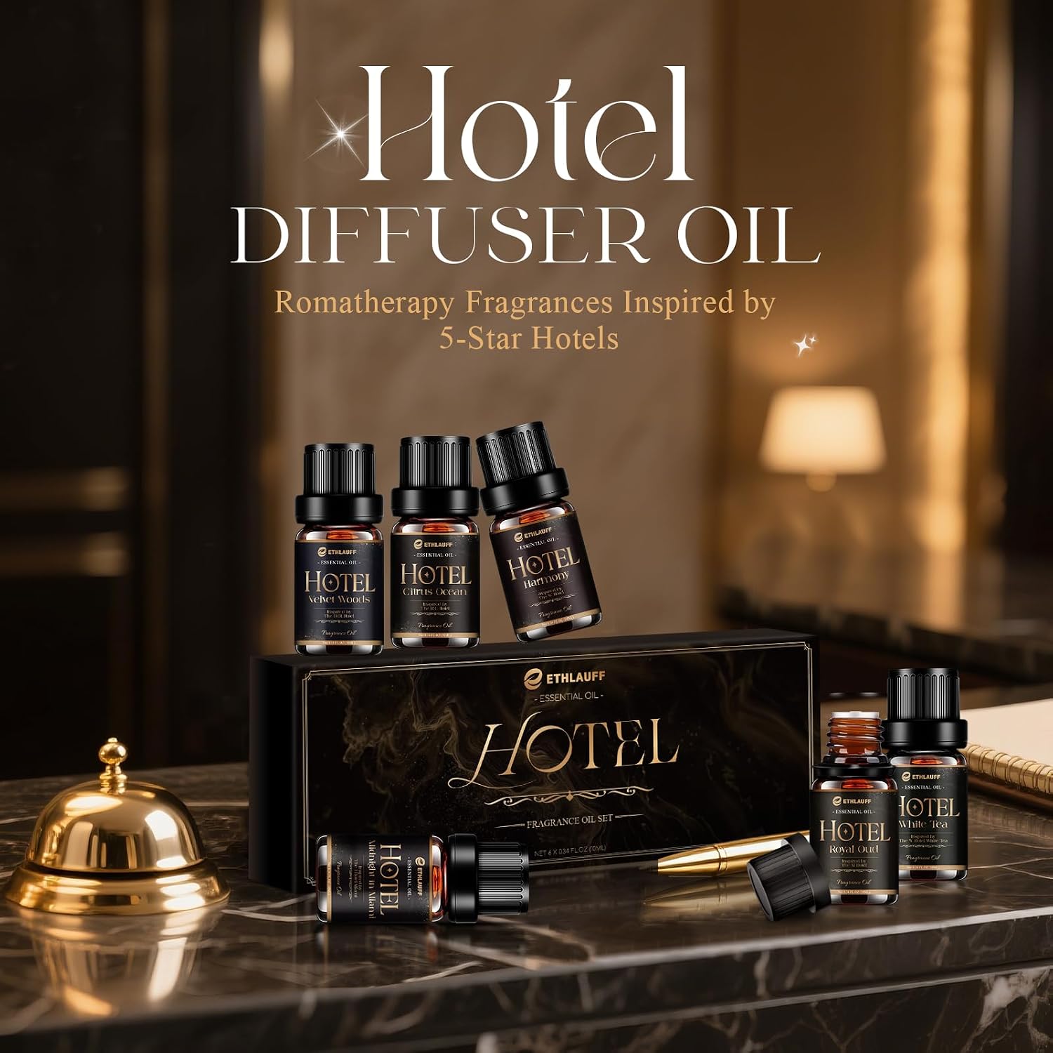 Hotel Collection Diffuser Oil, My Way, Westin, Midnight in Miami, Inspired by The Most Popular 5-Star Hotel Scents, Fragrance Oil Set 6 * 10 ml