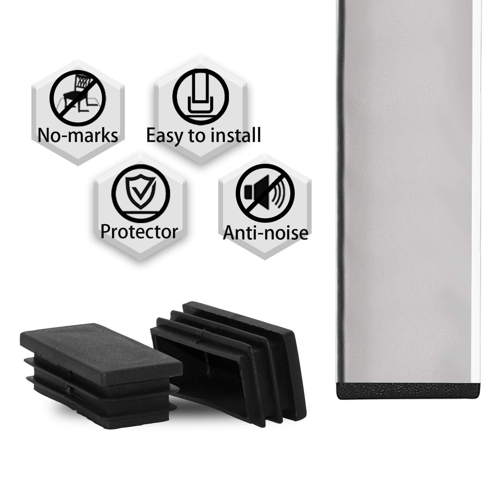 Flyshop 4PCS 100 x 200mm Rectangular Plastic Plugs Durable Pipe Plug Tubing End Caps Hole Plugs Tube Inserts - Image 4