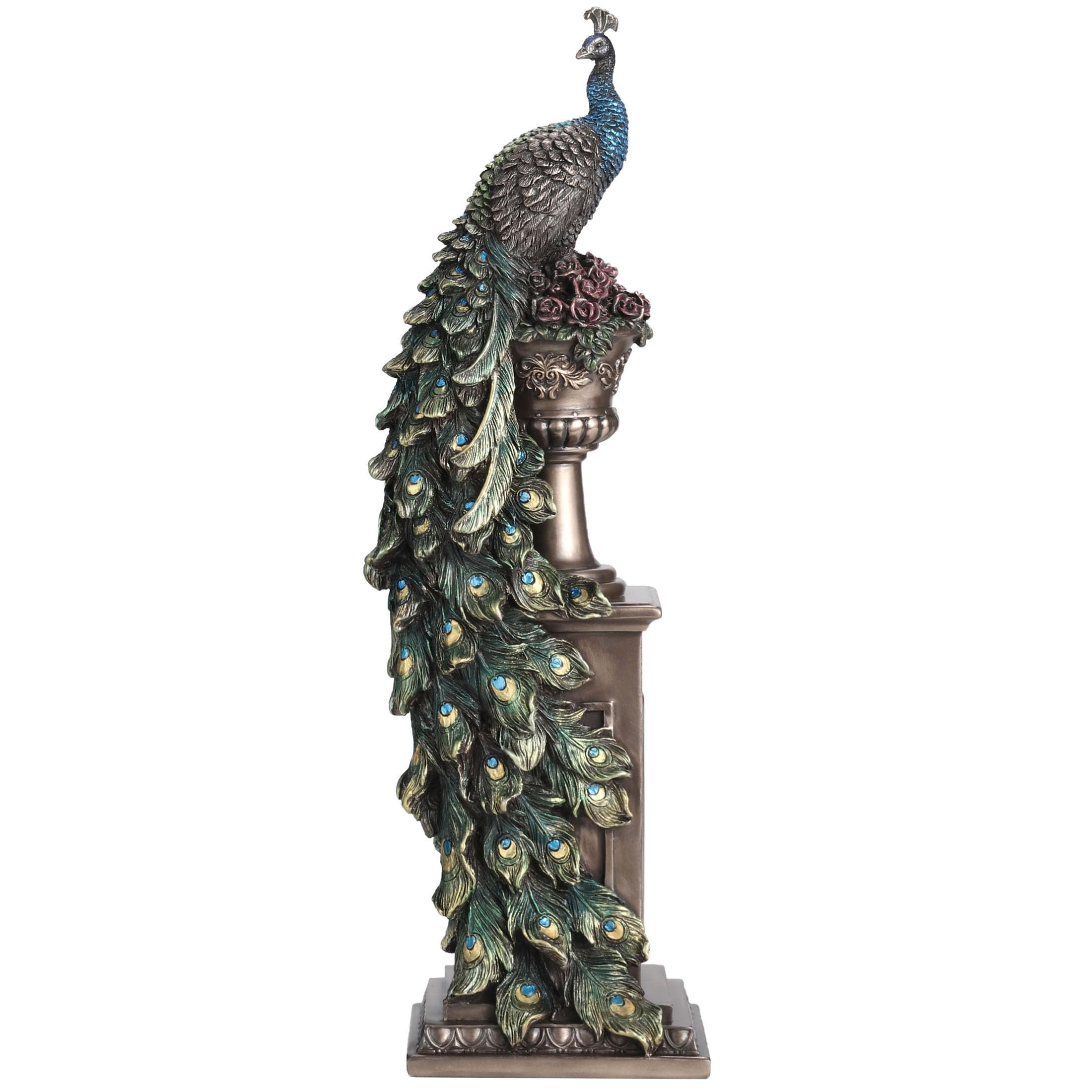Statue de paon en bronze Veronese Design 34 cm pour salon chic
