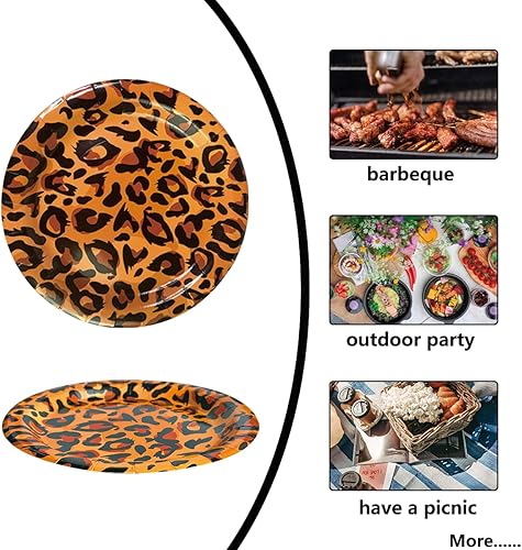 Miniatura 4 de MXOYOXM 120 platos y servilletas de safari para fiestas, decoraciones desechables para fiestas de selva, platos de papel con estampado de animales