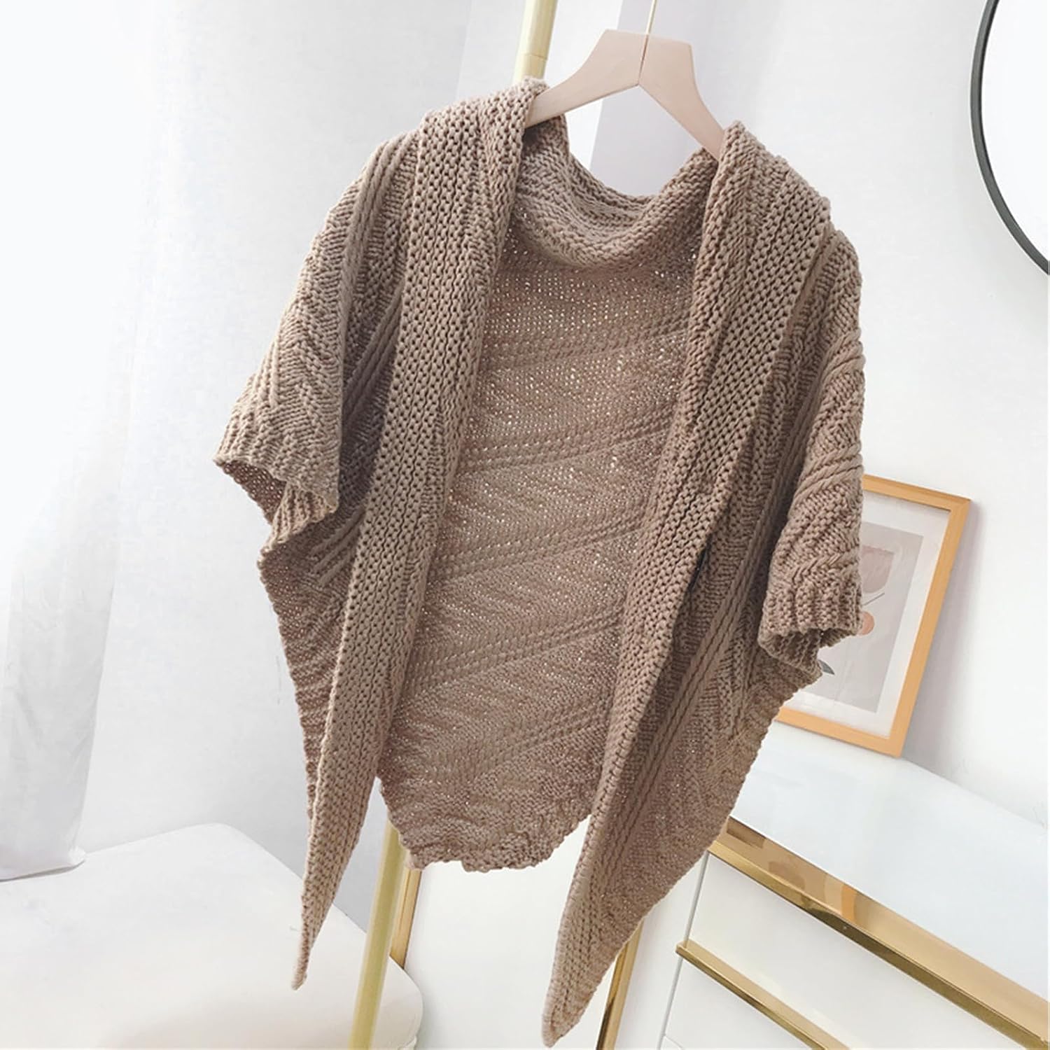 Fuxiqar Drape Shawl Wrap with Buckle Closure, Winter Knit Wrap for Everyday Wear, Dining, Travel & Casual Outfits