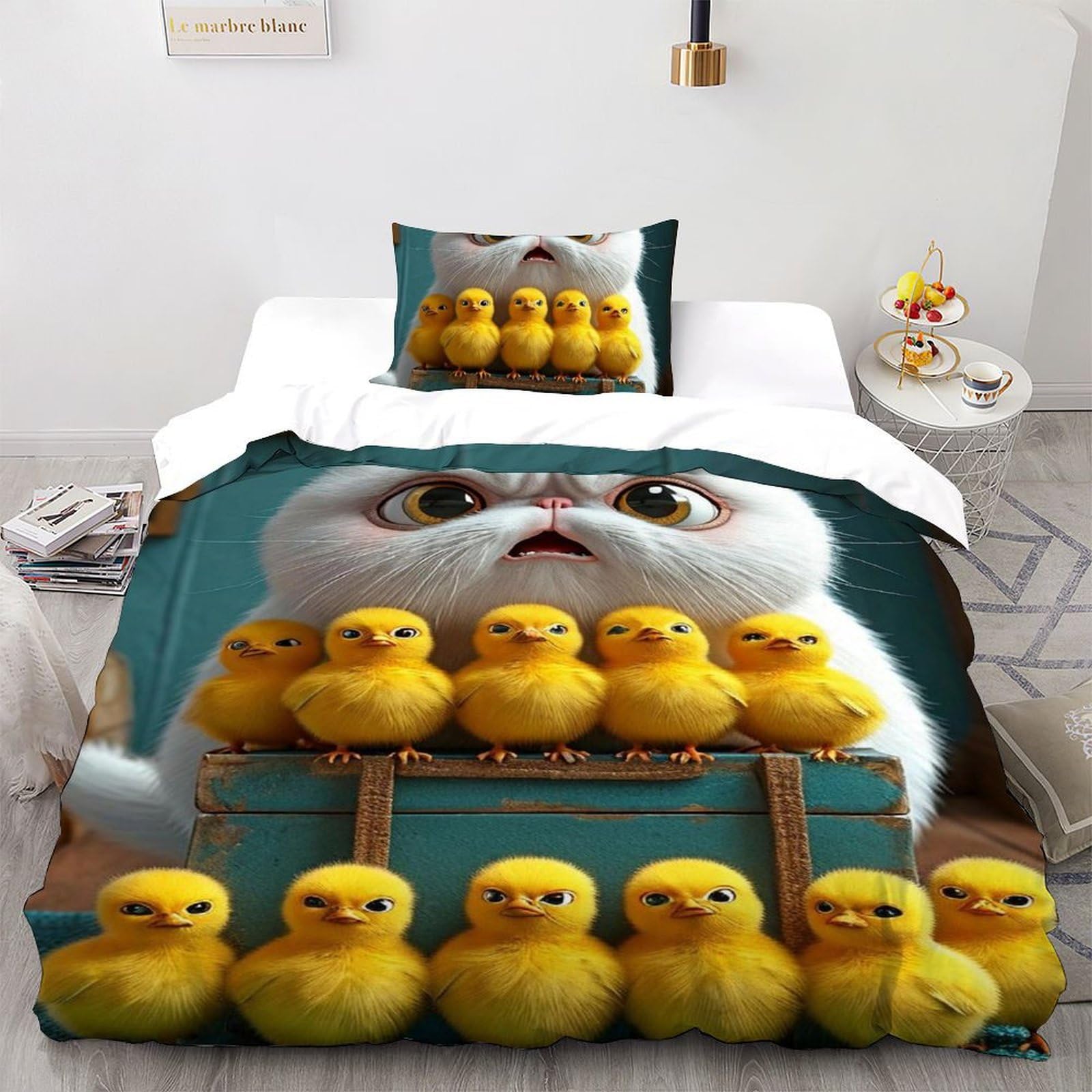 Housse de couette 135x200 animaux avec fermeture éclair pour lit enfant