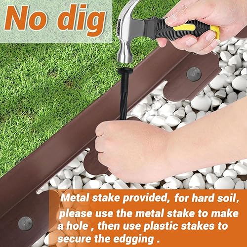 Miniatura 5 de Borde de borde de paisaje sin excavación, bordes de plástico para paisajismo, borde de jardín, bordes de césped, bordes de jardín, bordes de cama de