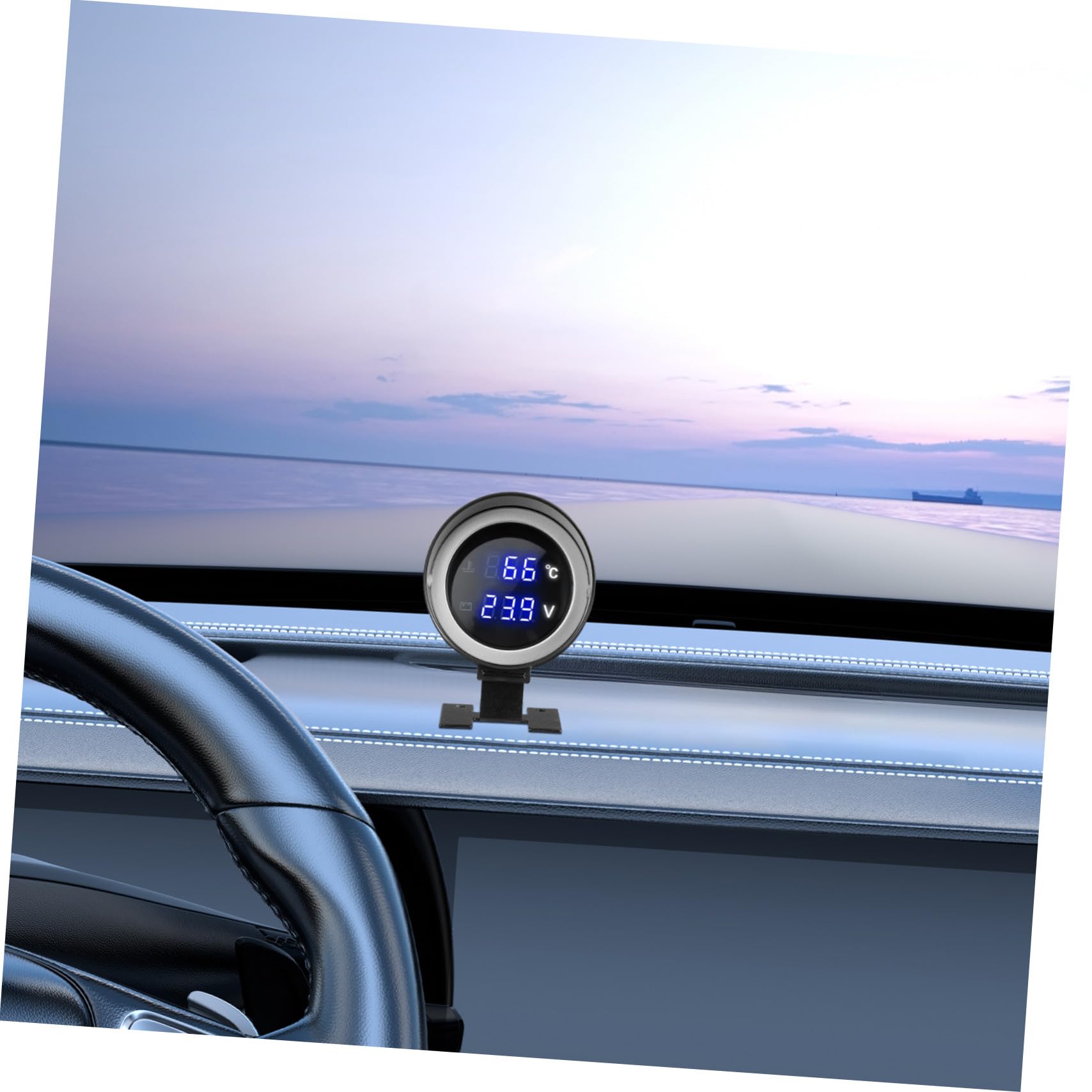 Jauge de Température Eau et Voltmètre LED Ronde Compacte avec Adaptateur Kit de Manomètre pour Voiture Moto Camion Installation Facile DIY Affichage Clair et Double Fonction