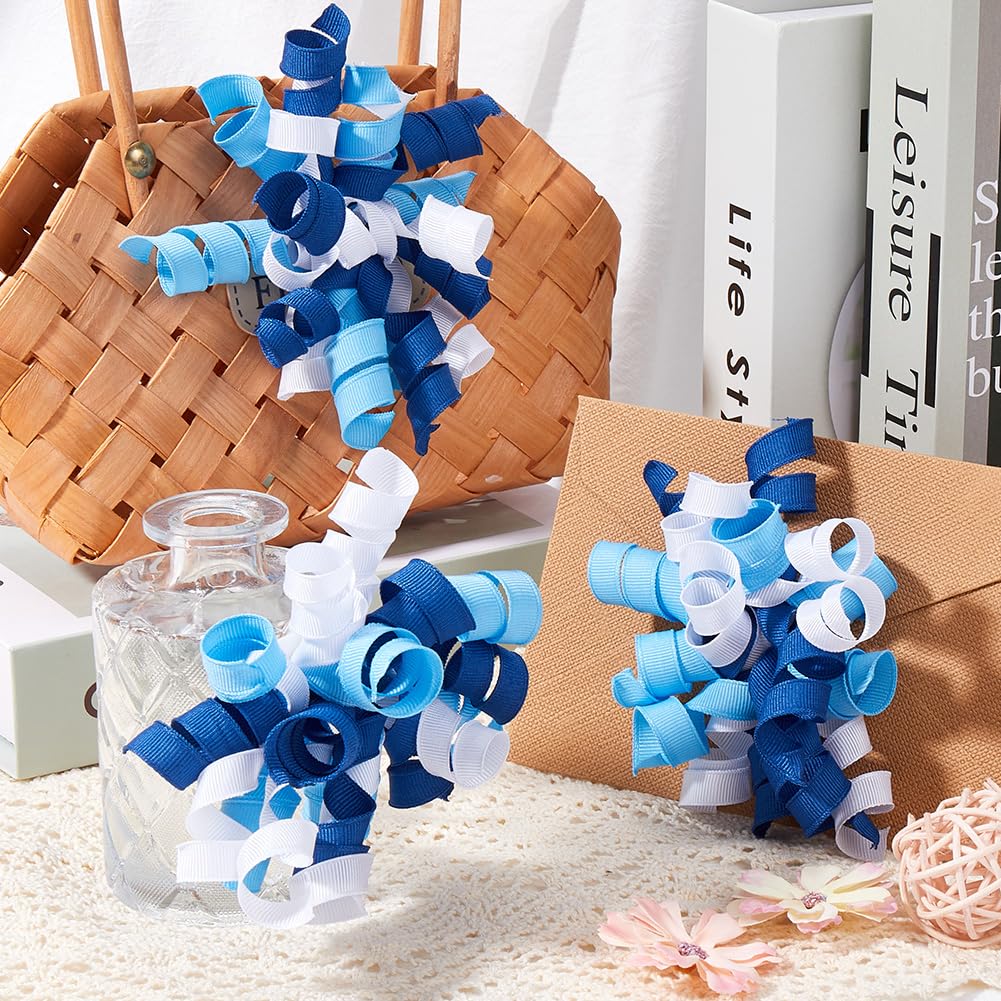 Geschenkschleifen, lockig, 10,2 cm, Polyester, königsblau, selbstklebend, zum Verpacken von Geschenken, Taschen, Geburtstag, Hochzeit, Weihnachten, 8 Stück