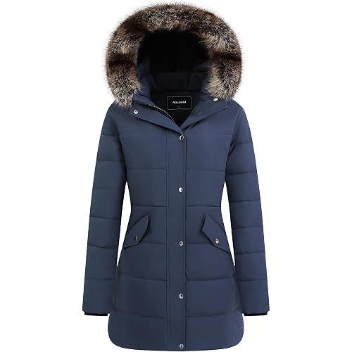 Women's Winter Coat Waterproof Long Insulated Parka with Detachable Hood