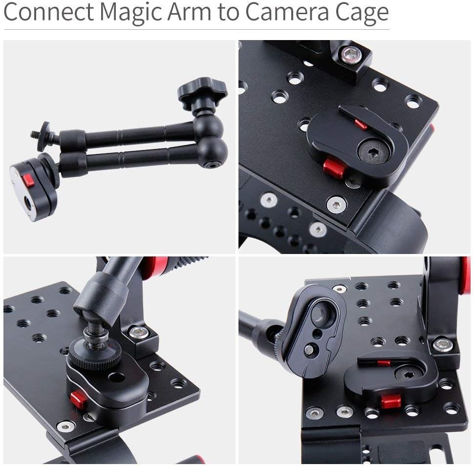 Professional Aluminum and Steel Exchangeable Mini Quick Release Plate for DSLR Tripod Led Light, Feelworld Lilliput SmalHD Monitor, Magic Arm,Flash Light