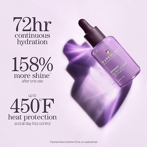 Miniatura 4 de Pureology Hydrate Glow Catcher - Aceite para el cabello, antiencrespamiento, hasta 72 horas de hidratación y brillo del cabello, protector contra el