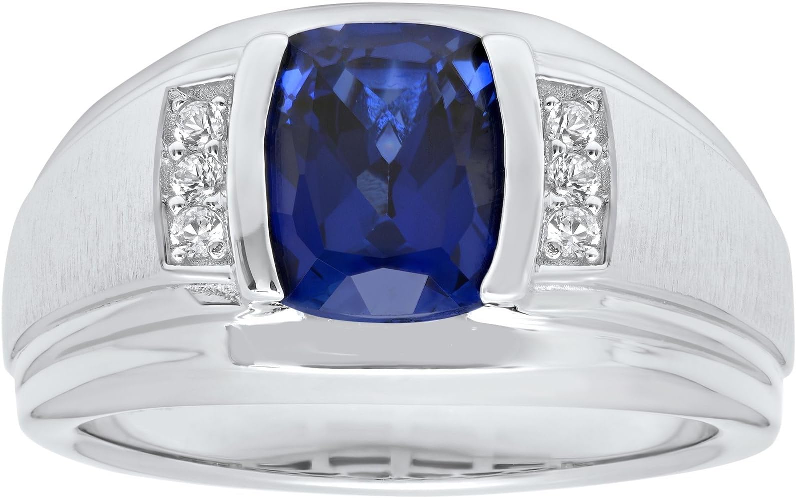 Men’s 925 Sterling Silver Blue and White Sapphire Fashion Ring Sophisticated Style Statement