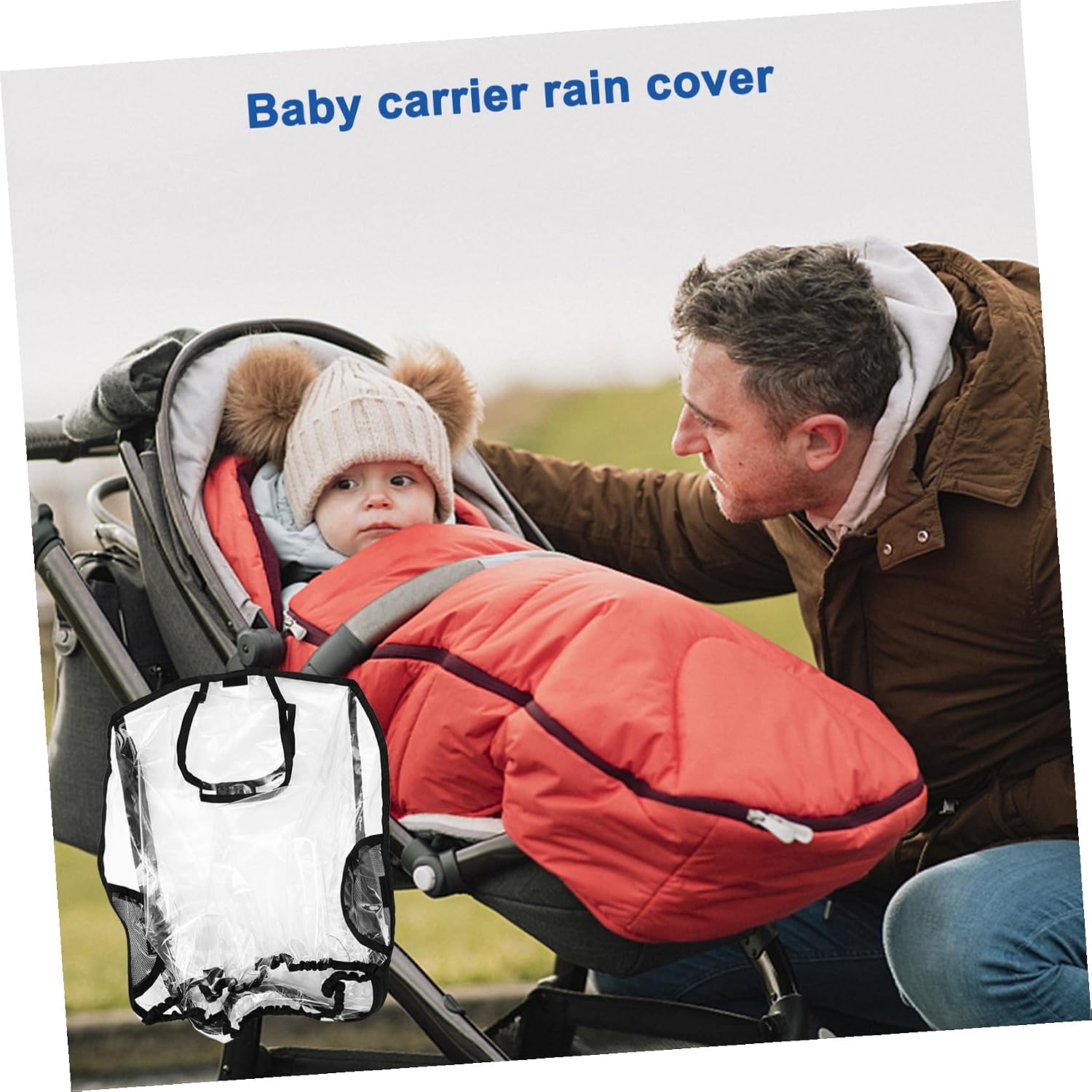 UPKOCH Carrier Rain Cover and Stroller Windproof Rain Shield, Waterproof Dustproof Pram Weather Protection Suitable for Outdoor Use