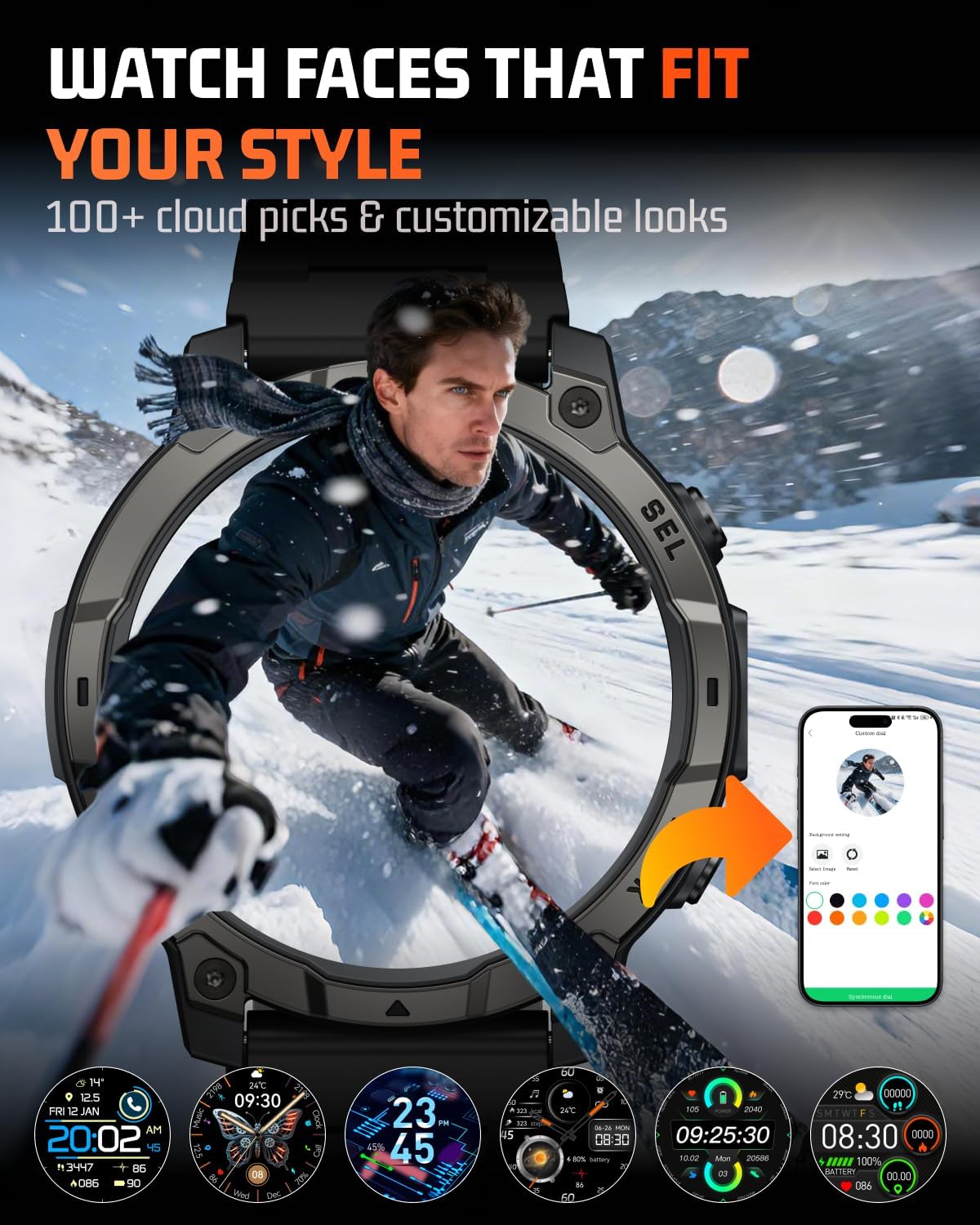 Smart Watch for Men Fitness Tracker: Military Make Answer Call LED Digital Mens Watches Waterproof Smartwatch Android Phone iPhone Samsung Compatible Sleep SpO2 Heart Rate Monitor Step Pedometer - Image 7