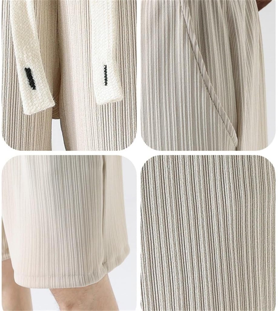 Stretch Pleated Textured Shorts Men's Thin Breath Knee Length Casual Short