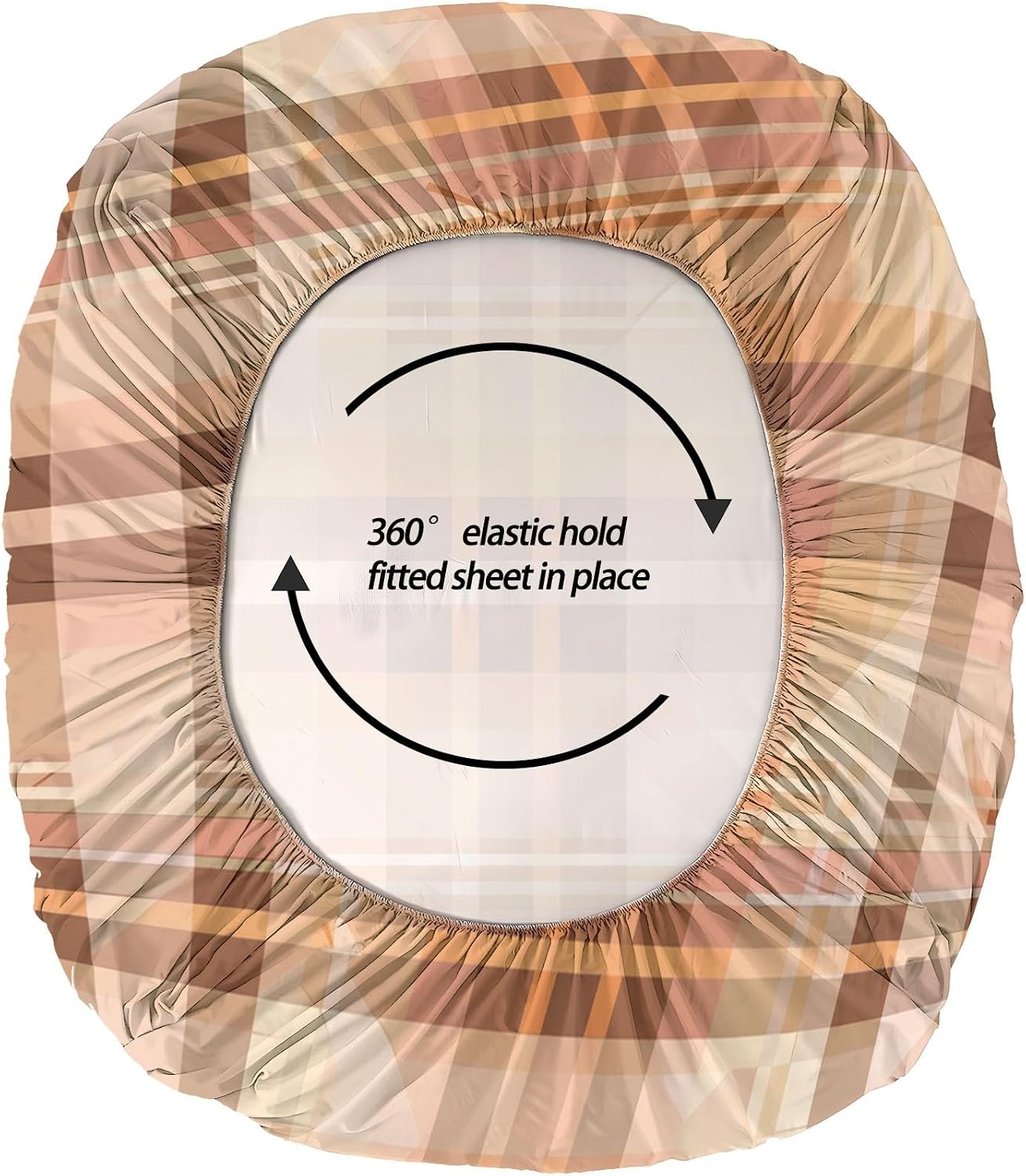 Print Fitted Sheet Set Twin Size for Kids Boys Girls, Bed Sheets Light Brown Plaid Pattern Fitted Sheet Adults Flat Sheet Soft Luxury, Home Room Decor 4Pcs
