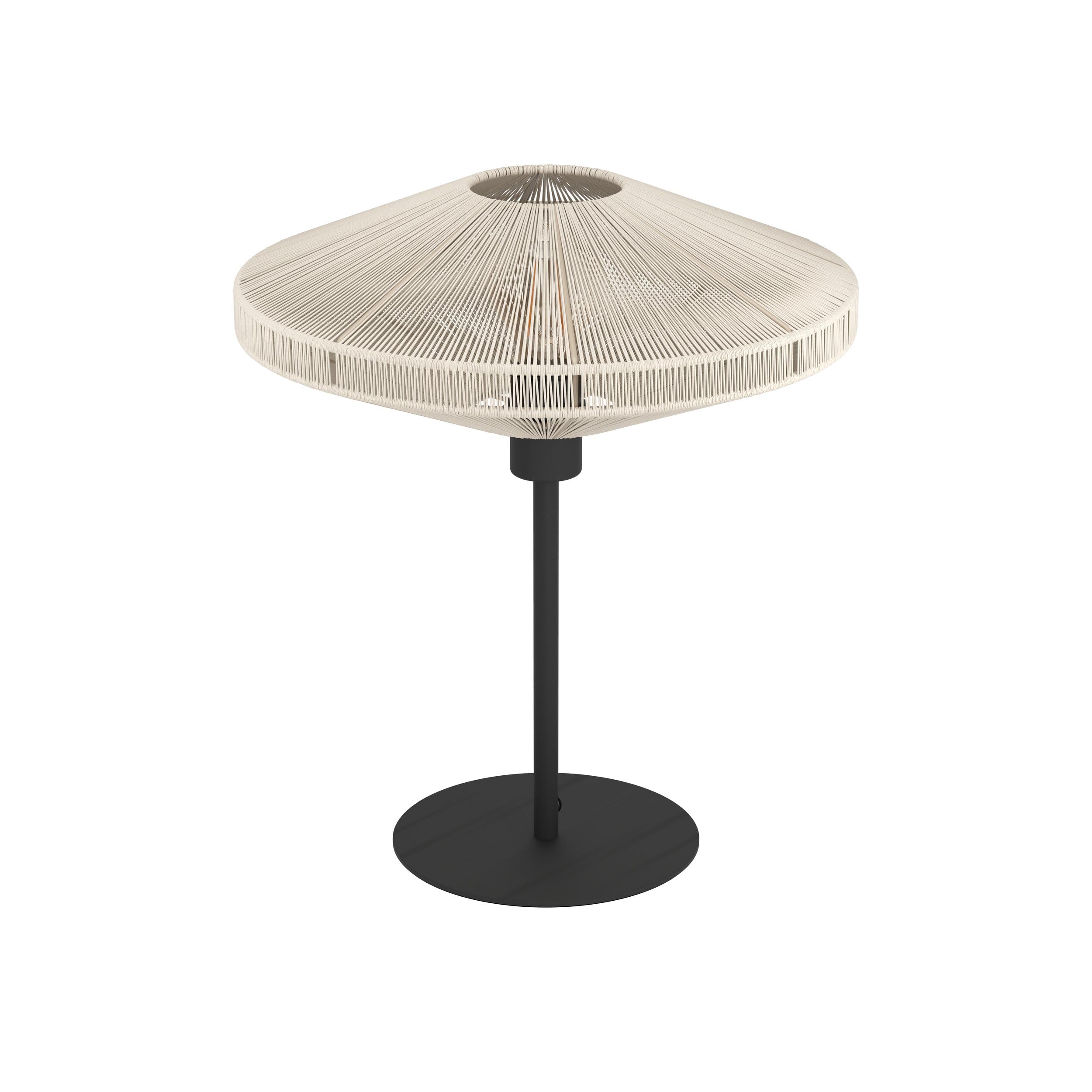 Eglo Bedside lamp Midsumer, Table Light in Japanese Style, Room Decoration for Bedroom, Fixture Japanese, Metal Black and Textile Cream, E27 Socket, Ø 38 cm