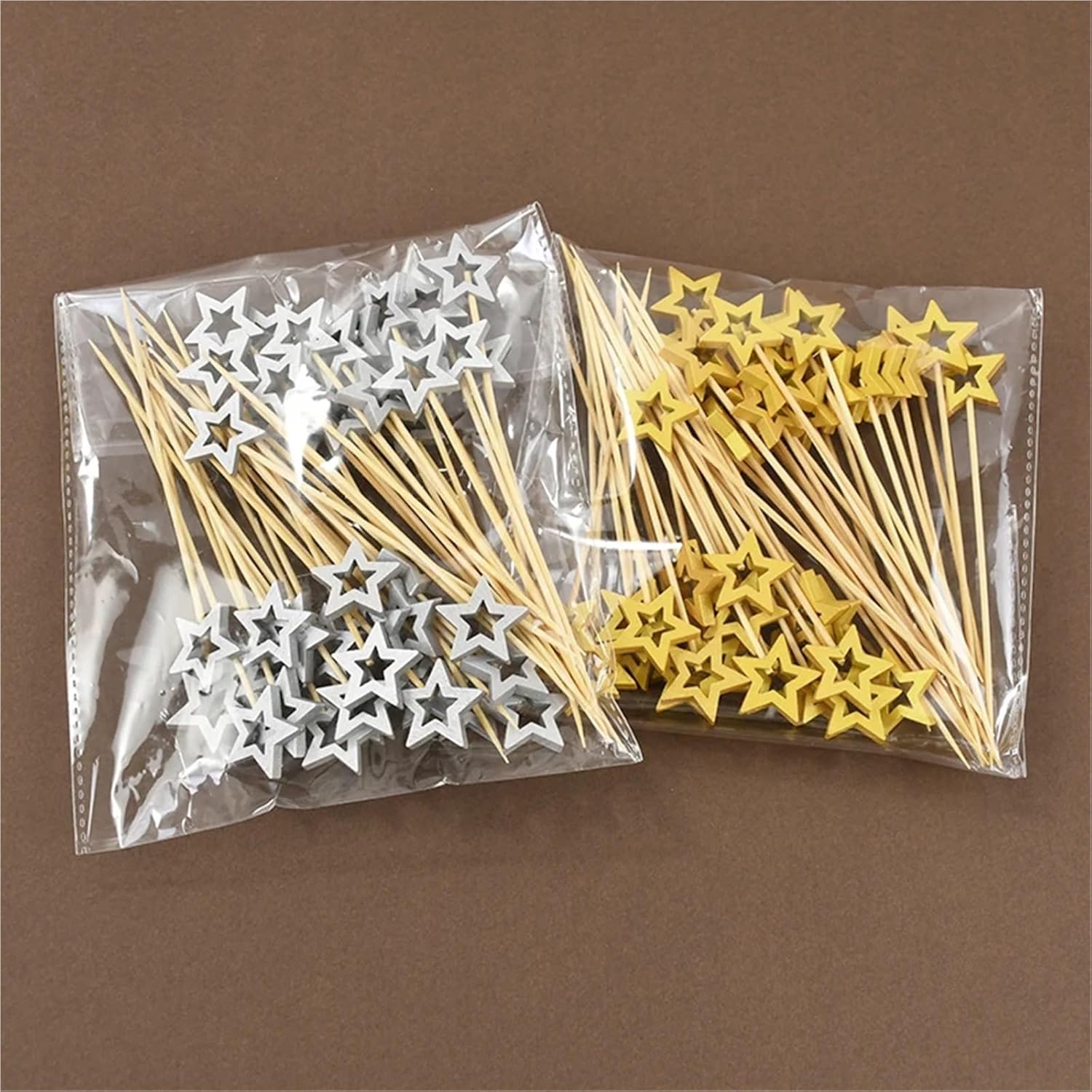 Fruit Skewers 100pcs Disposable Bamboo Skewers Christmas Wooden Fruit Forks Dessert Cocktail Sticks Birthday Party Buffet Toothpicks(Color1)