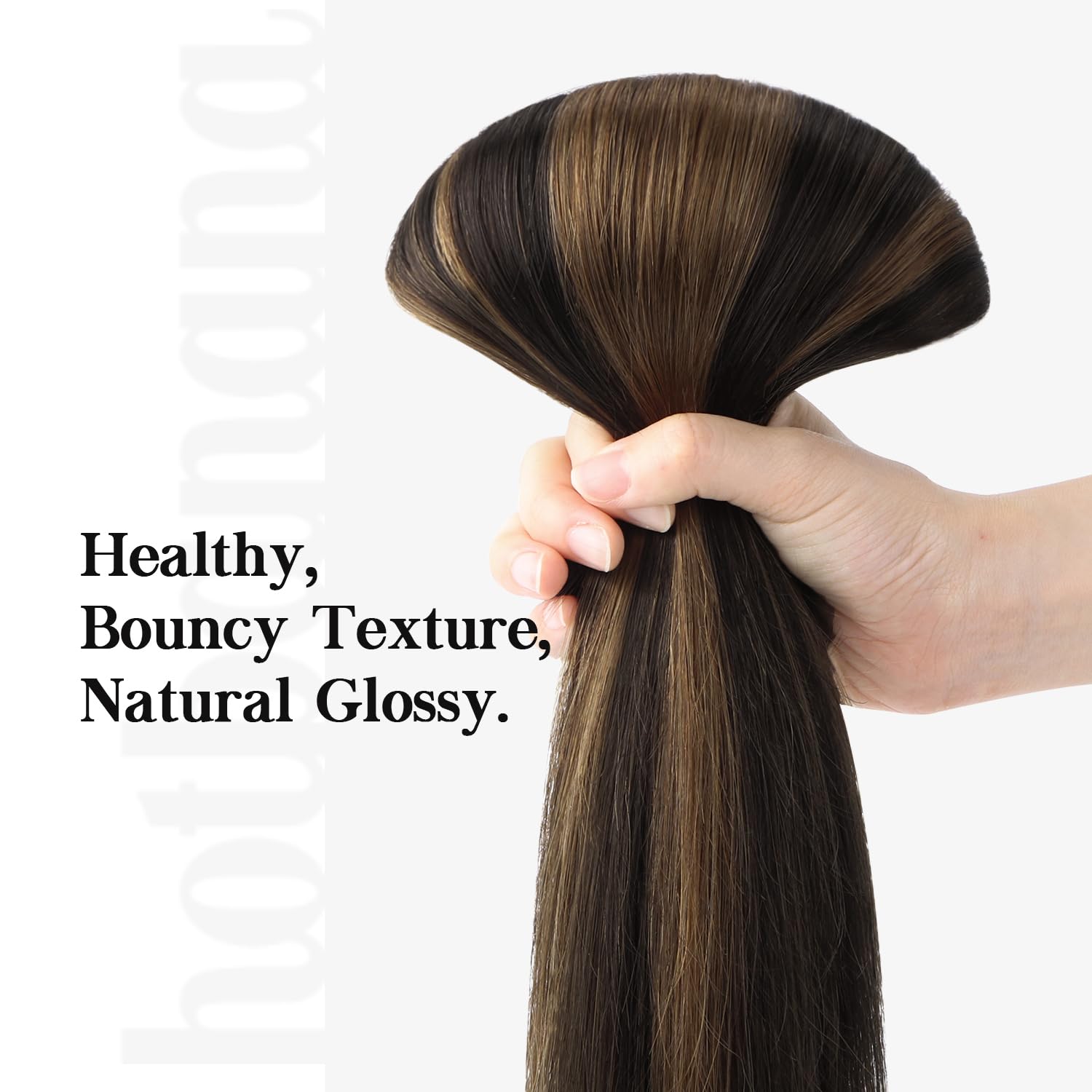 Human Hair Clip in Extensions Balayage Dark Brown to Chestnut Brown 20 Inch Clip 9A Balayage Dark Brown to Chestnut Brown Clip in Remy Human  main image 3
