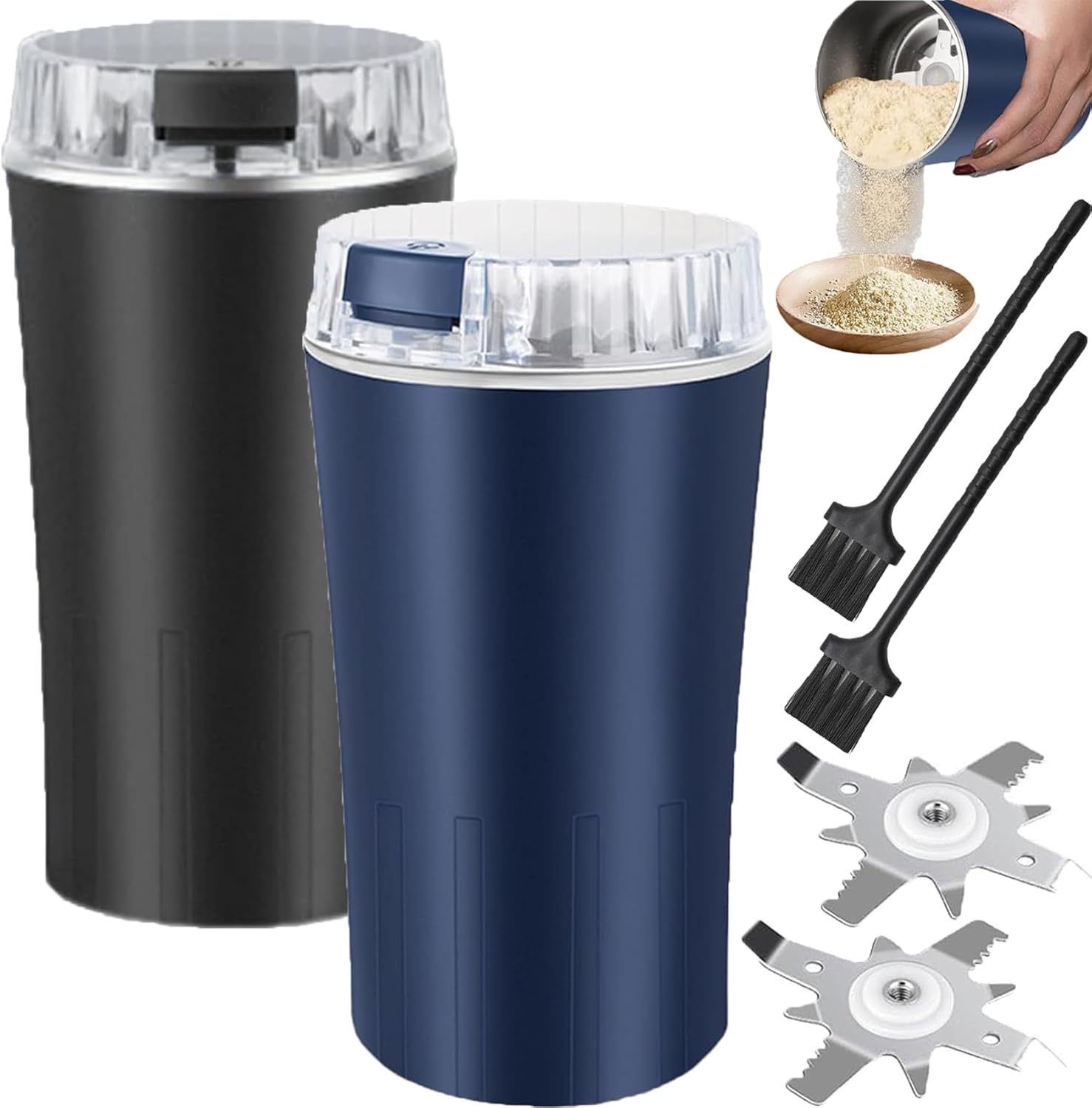 2026 New Household Superfine Grinder - Multi-grain Blending & Powdering Machine, One Touch Grinder Electric with Stainless Steel Blades, For Coffee Beans Herbs Nuts Seeds Pepper Grain (Blue)