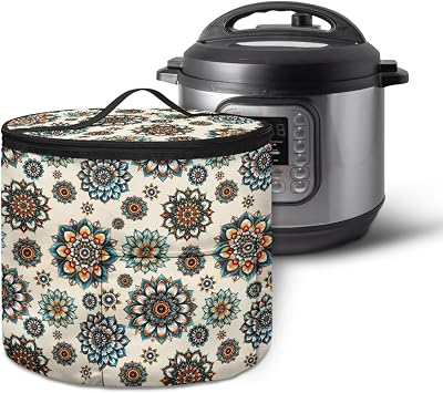 Boho Flower Pressure Cooker Insulation Bag Zippered Round Electric Pressure Cooker Storage Bag Keep Your Cooker Dust Free