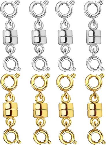 Miniatura 7 de Dailyacc Cierres y cierres magnéticos para collares, extensor de pulsera doble abierto para convertidores de joyas (oro de 14 quilates, plata)