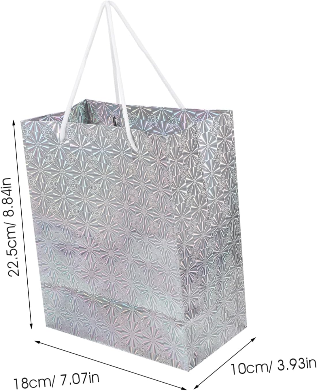 12pcs Silver Paper Bags with Handles for Craft Party Xmas Halloween image 2