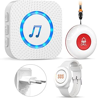 ChunHee Bracelet & Bouton Alarme Personnes Âgées avec Détecteur de Chute - Appel Urgence sans Fil 500m Étanche (Handicapés/Mobilité Réduite)
