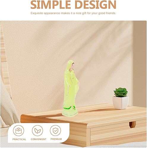 Miniatura 5 de PRETYZOOM Estatuilla virgen de plástico que brilla en la oscuridad, escultura católica de estilo religioso, estatuilla de dama de gracia para