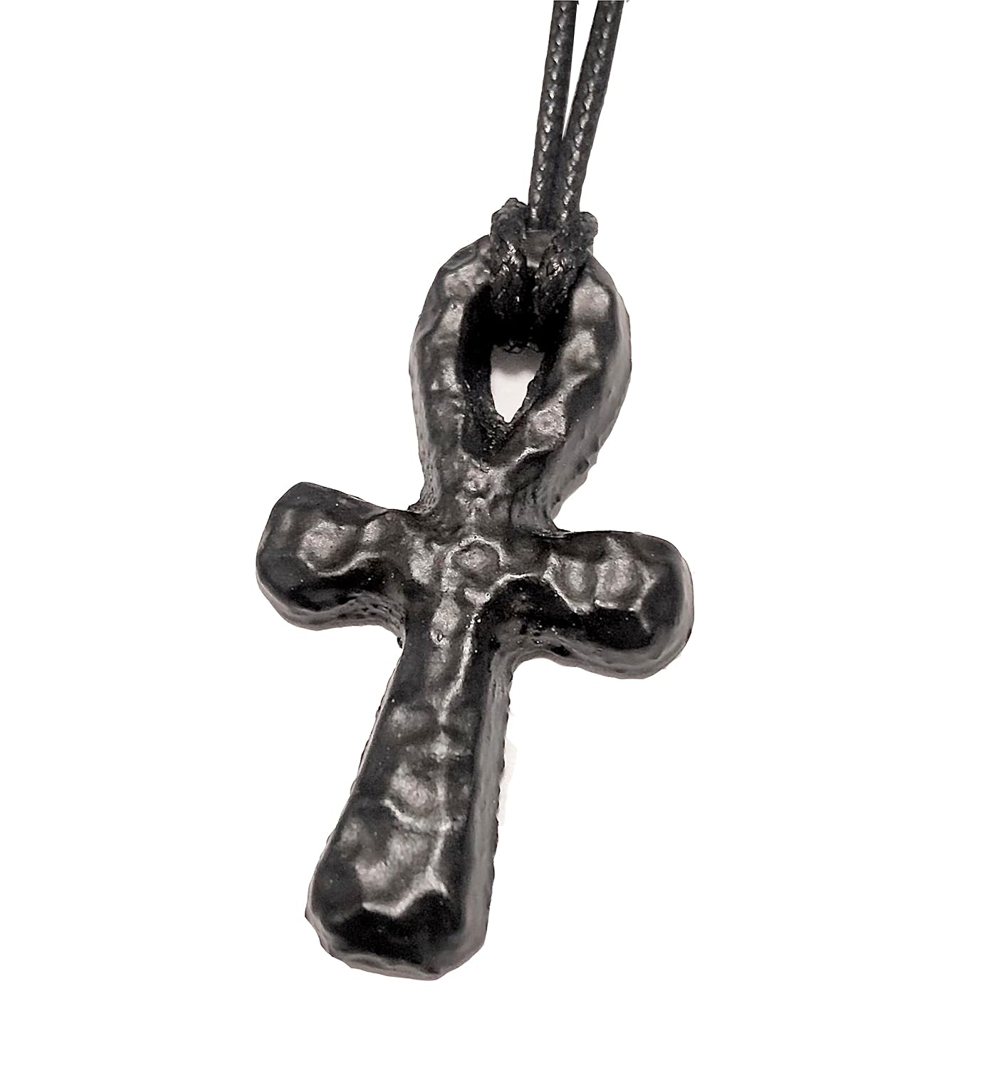 Hammermarks Iron Egyptian Cross Ankh Necklace for Men Women with Wheat Chain Religious Jewelry