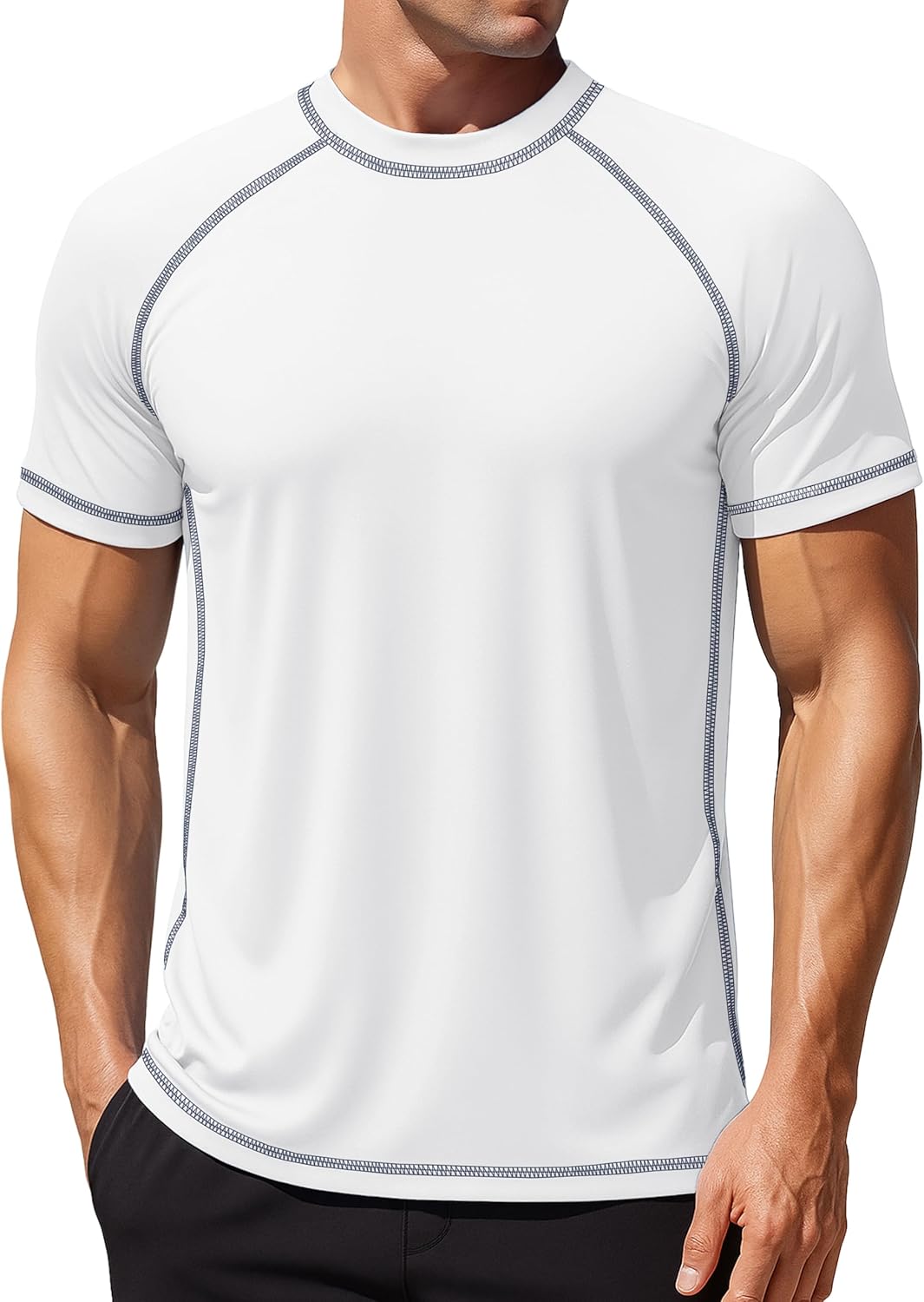 MAGCOMSEN Men's Rash Guard Swim Shirts UPF 50+ Sun Protection Quick Dry Fishing Water Shirts