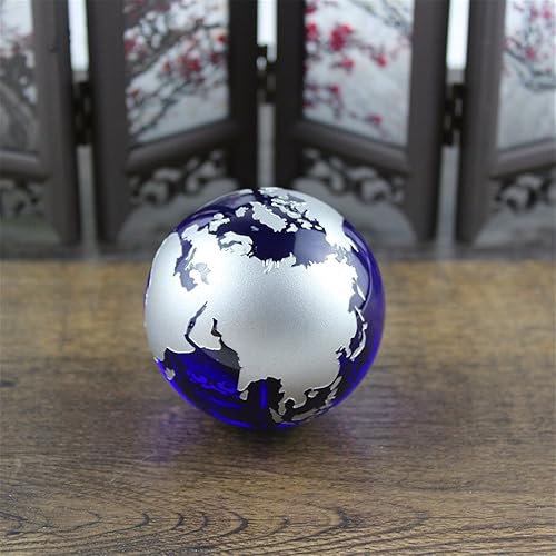 Miniatura 5 de Mármoles de cristal Globo de la Tierra Mapa del mundo Cristales de cuarzo Esfera Terrario Escritorio Adornos Náutica Decoración del Hogar... (Plata)