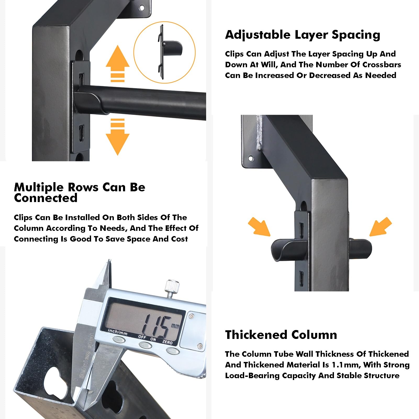 Estante de almacenamiento de tela con barra ajustable para colgar en la pared