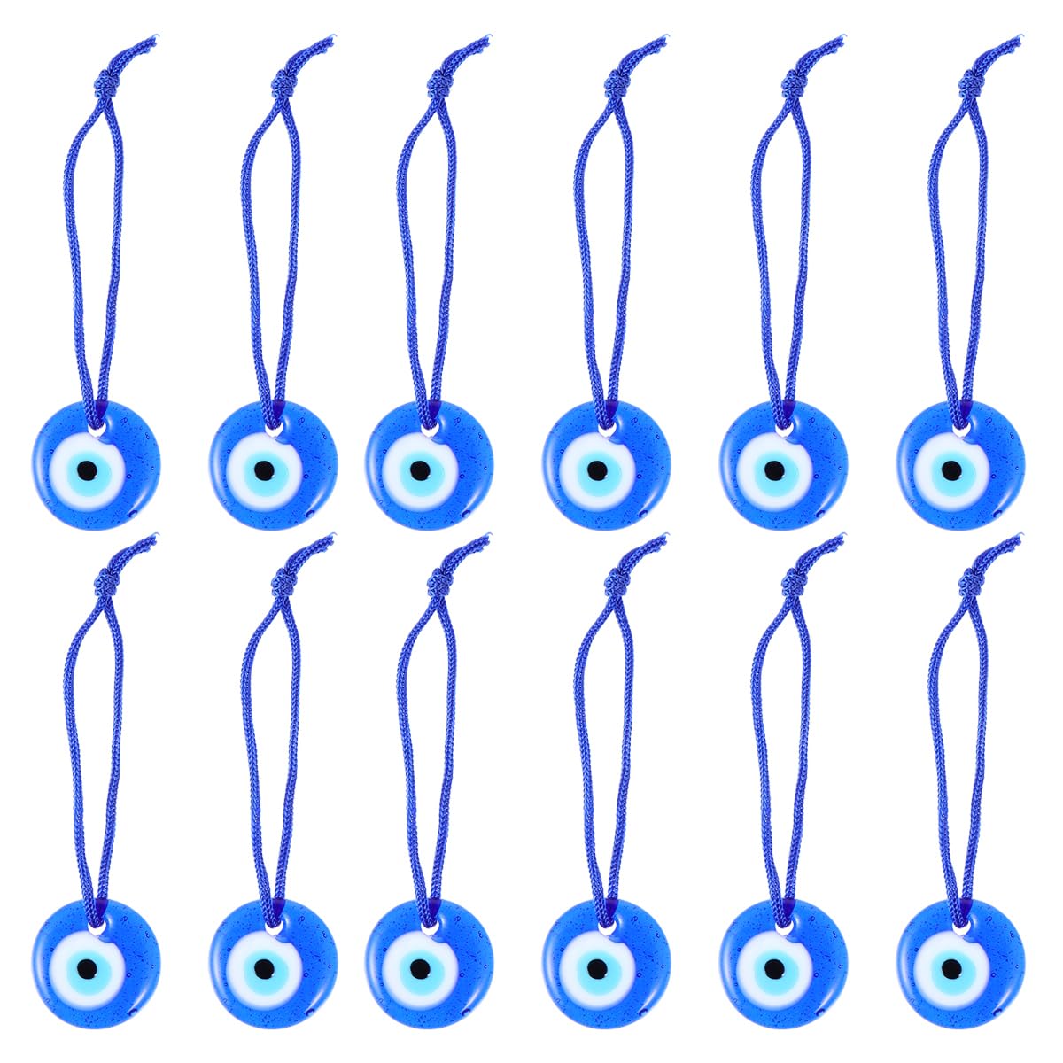 12pcs Lucky Evil Eye Charm, 3cm Glass Amulet Hanging Eye Beads - Handmade Evil Eye for Diy Craft Key Chain