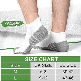 Blu Ninfee Bamboo Trainer Running Socks for Men, Cushioned Ankle Socks Mens