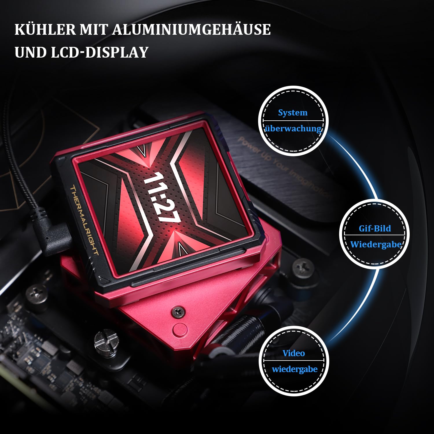TR FW360 Ultra ARGB czarny CPU AIO Cooler, system chłodzenia wodą PC 360, wyświetlacz IPS LCD o rozdzielczości 480 x 480, do AM4/AM5 i Intel LGA1700/1851, pompa o wysokiej wydajności