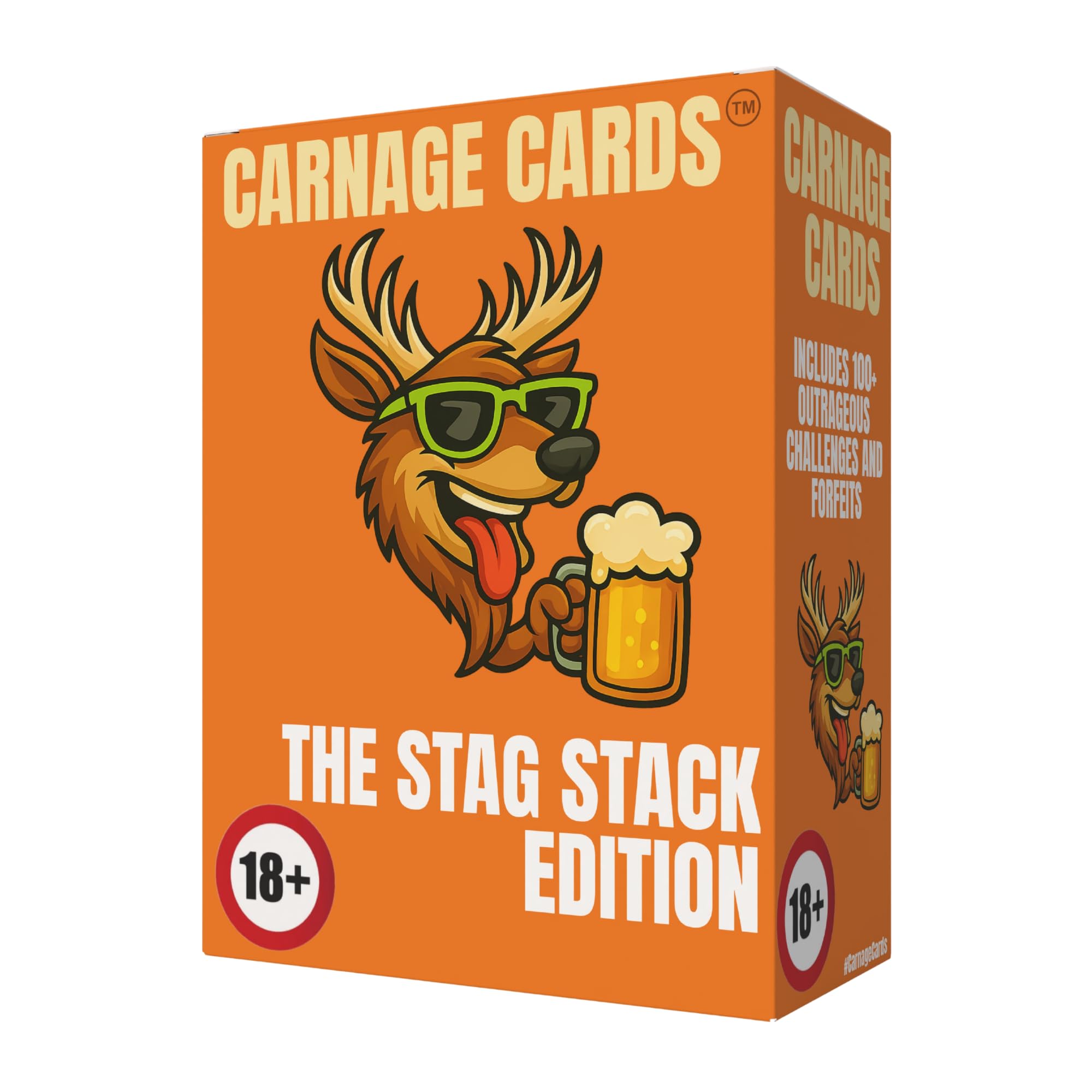 Carnage Cards – Stag Do Card Game for Adults | 100+ Stag Challenges & Forfeits | Bachelor Party Drinking Game | Funny Groom Gift | The Stag Stack Edition