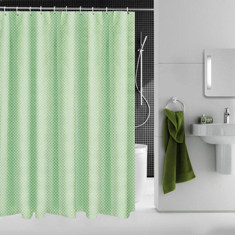 Householdfurnishing Super Quality Waterproof Polyester bathroom Shower Curtains with hook (Green, 180X180cm)