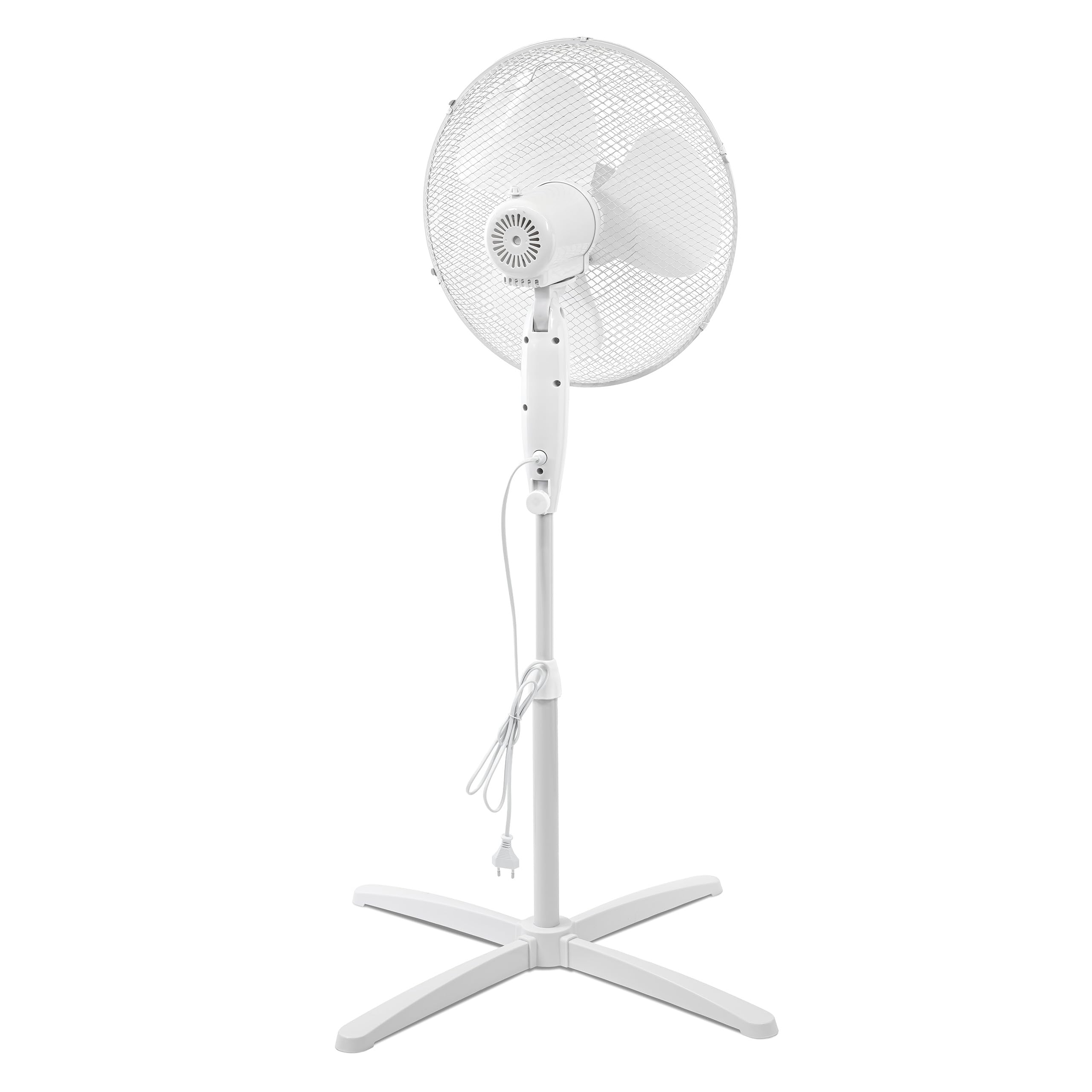 Create / Air Stand / oscillerende staande ventilator, wit, 50 W / 40 cm, 3 snelheden, in hoogte verstelbaar van 90-120 cm, efficiënt met koperen motor, zelfuitschakeling en 75° oscillatie