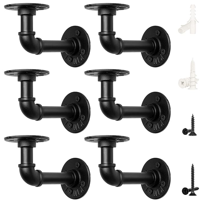 Buy LuckIn Industrial Pipe Shelf Bracket L Shape, Rustic Pipe Brackets