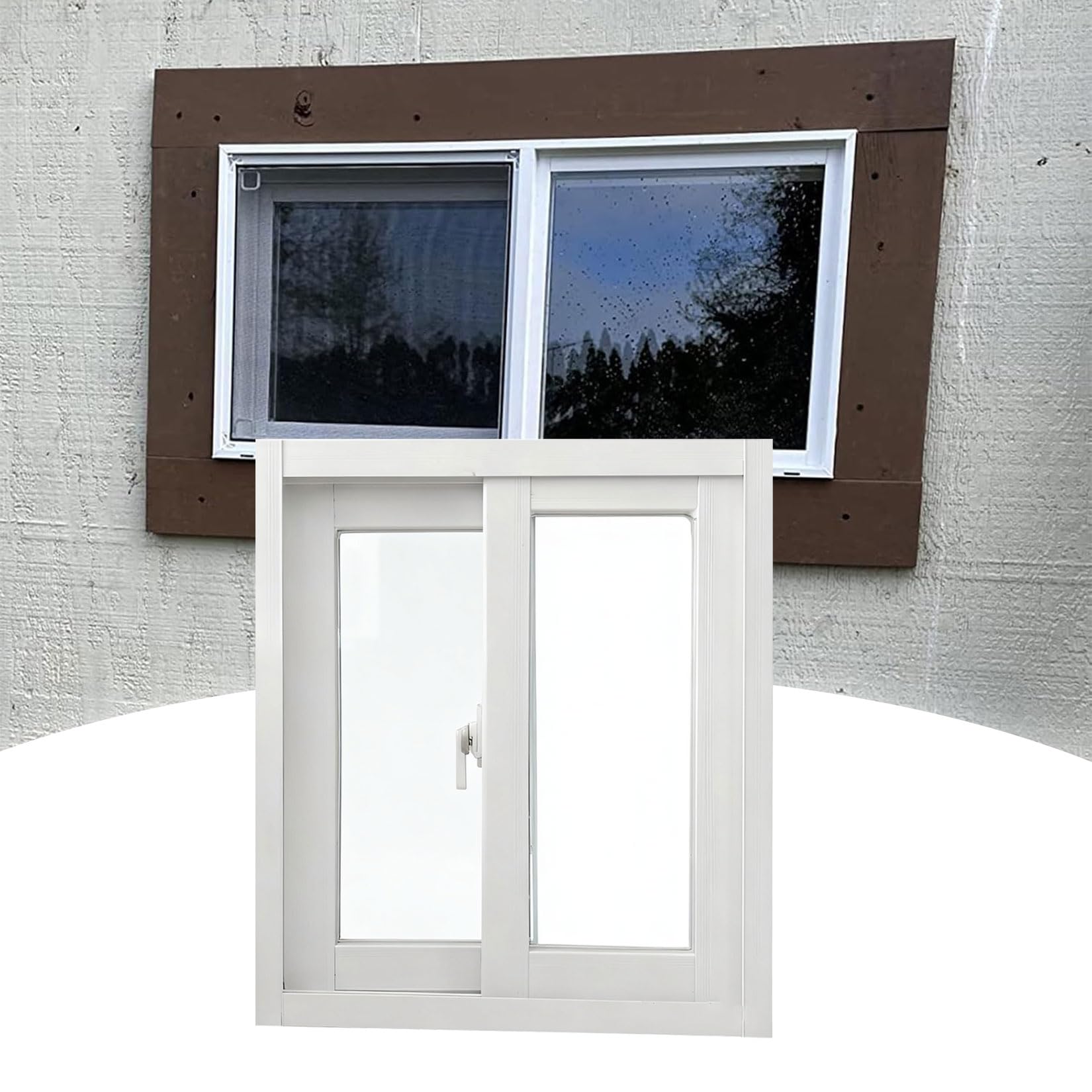 yurstcggh Horizontal Sliding Shed Window Replacement Basement Shed Windows with Glass & Screen, Slider Windows Casement for Chicken Coop 80×40cm White