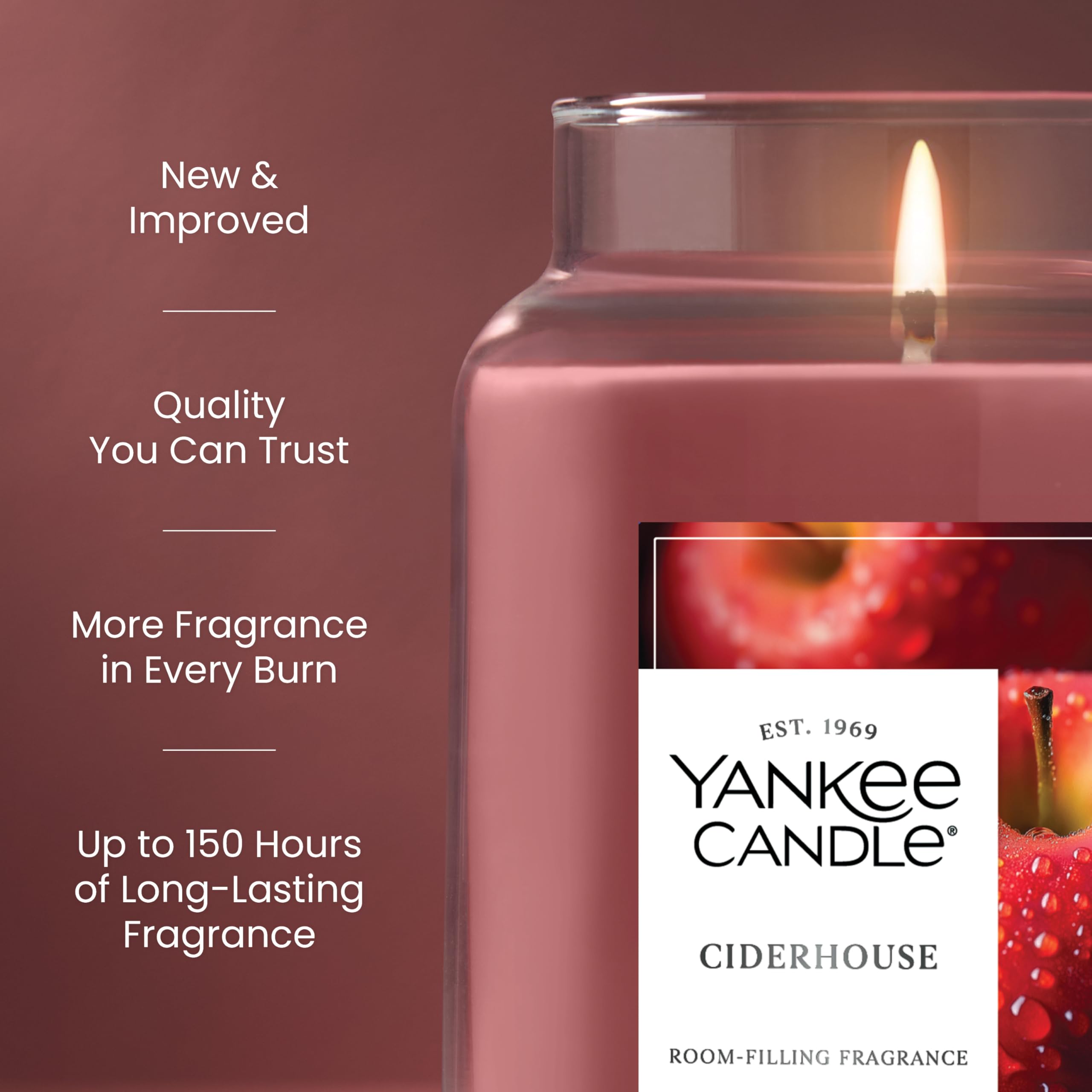 Yankee Candle, Ciderhouse Herbst-Duftkerze, 625 ml, großes Glas mit bis zu 150 Stunden Brenndauer